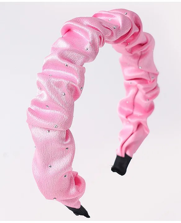 Pine Kids Ruffle Detailed Stones Embellished Hair Band - Pink